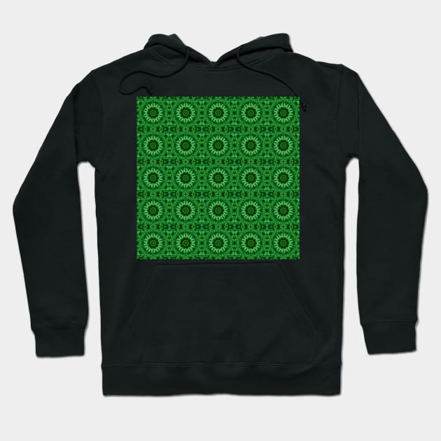 Green Clover Kaleidoscope pattern 7 Hoodie by Swabcraft